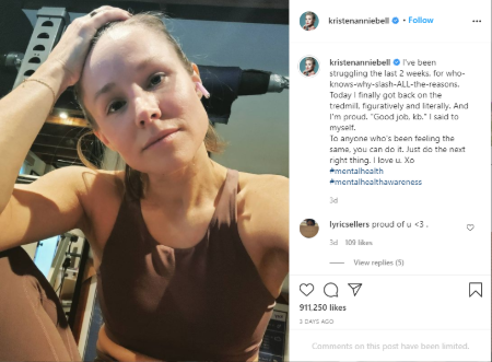 Kristen Bell Instagram caption.